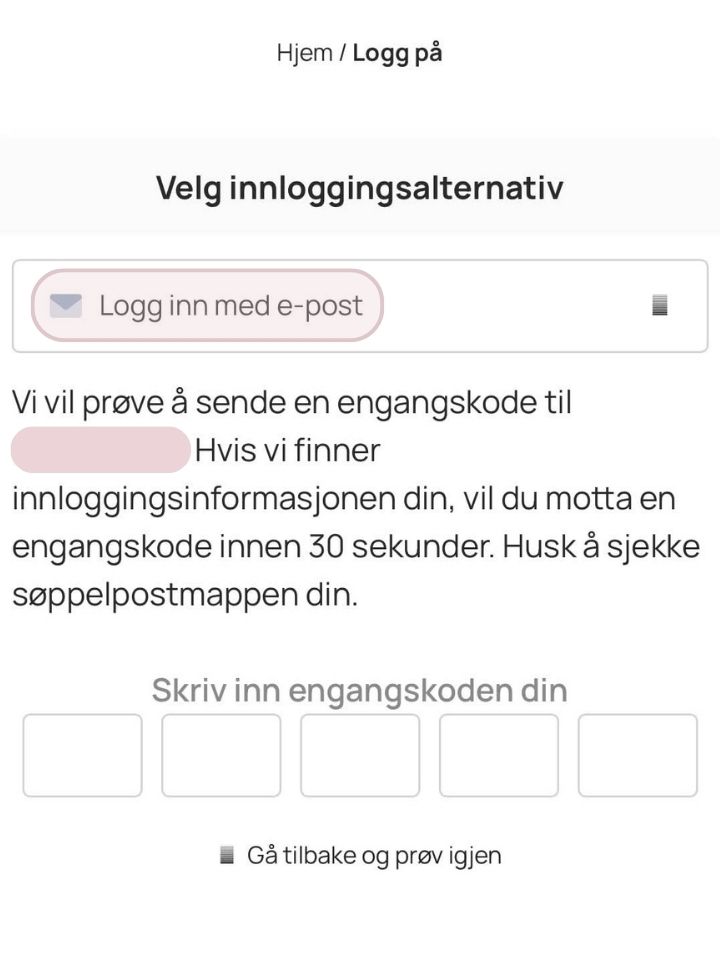 Logg inn på Min side hos Selma Oline